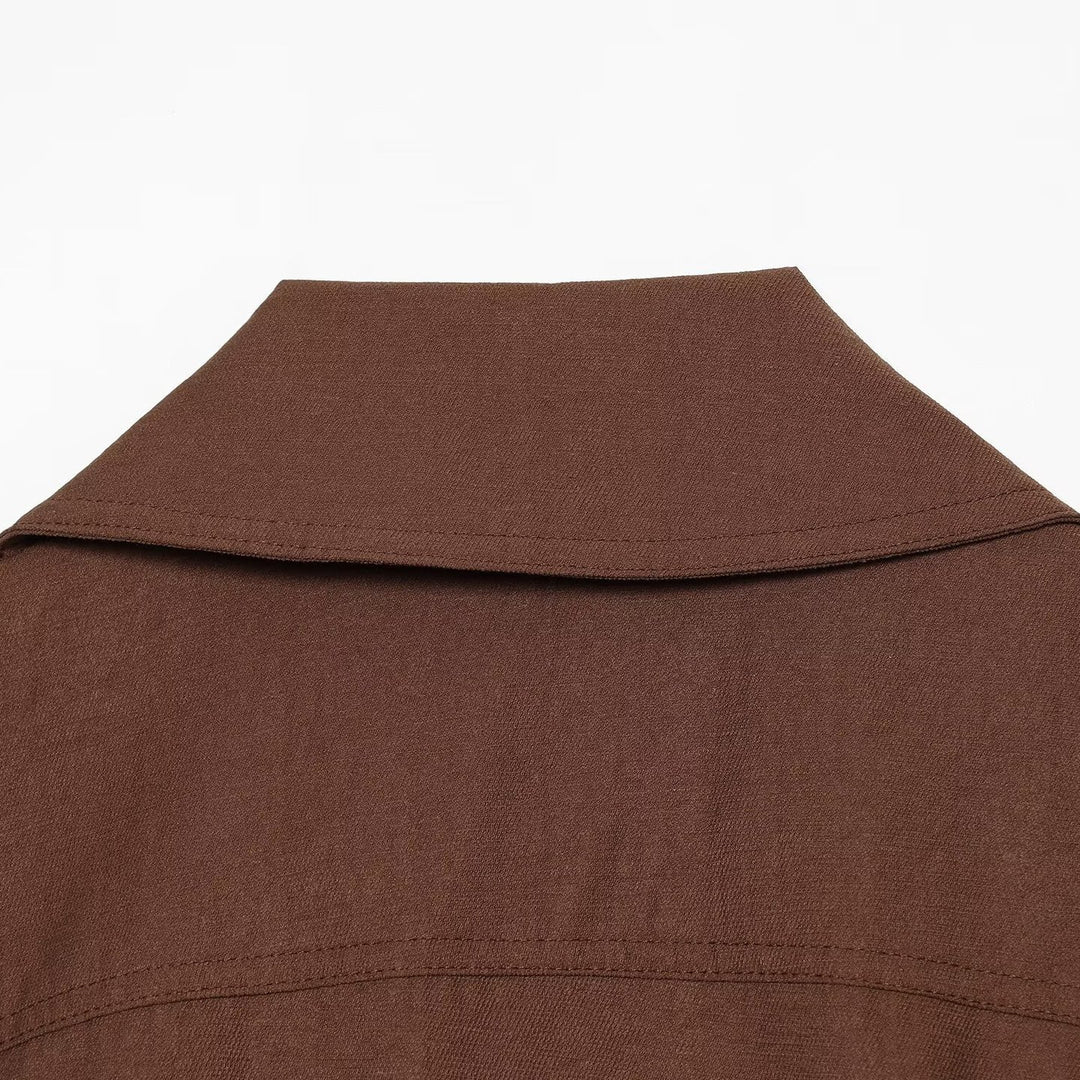 Damen Ärmellose Trenchweste mit Taillengürtel und Reverskragen Nord Taschen