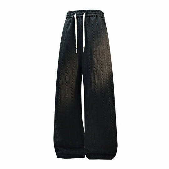 Damen Weite Strick-Loungehose mit Zopfmuster, Kordelbund & Relaxed-Silhouette Nord Taschen