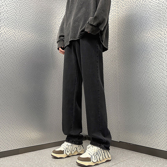 Herren Weite Vintage-Denim-Hose im Baggy‑Straßenstyle mit vorderer Bügelfalte Nord Taschen