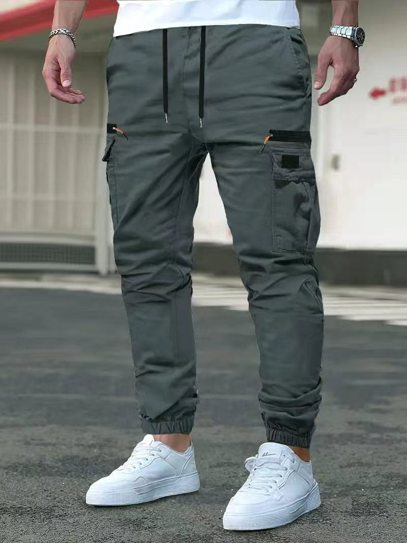 Herren Tapered Cargo-Jogginghose mit Tunnelzugbund, Reißverschlusstaschen & elastischen Bündchen Nord Taschen