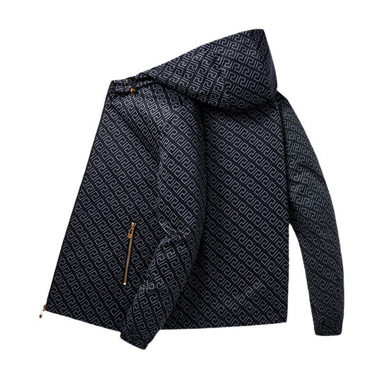 Herren Leichte Kapuzen-Patternjacke aus Mikrofaser mit urbanem Geometrie-Print Nord Taschen
