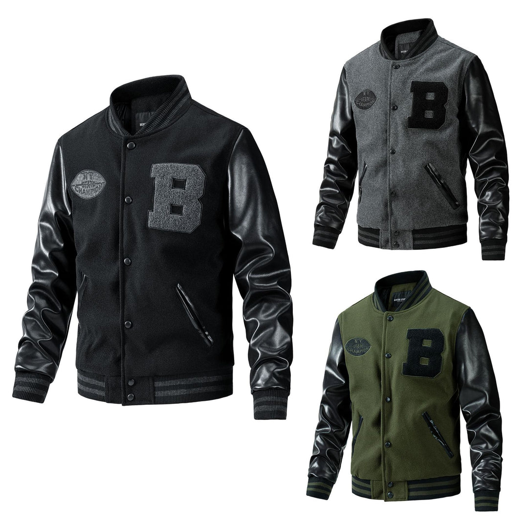 Herren Collegejacke aus Wollmix mit verstärkten Lederärmeln Nord Taschen