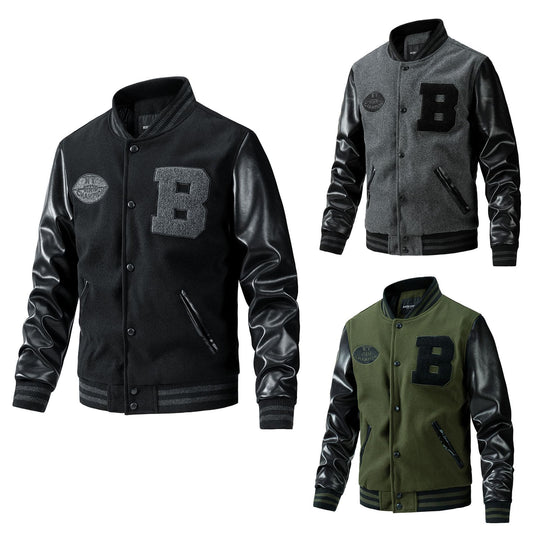 Herren Collegejacke aus Wollmix mit verstärkten Lederärmeln Nord Taschen
