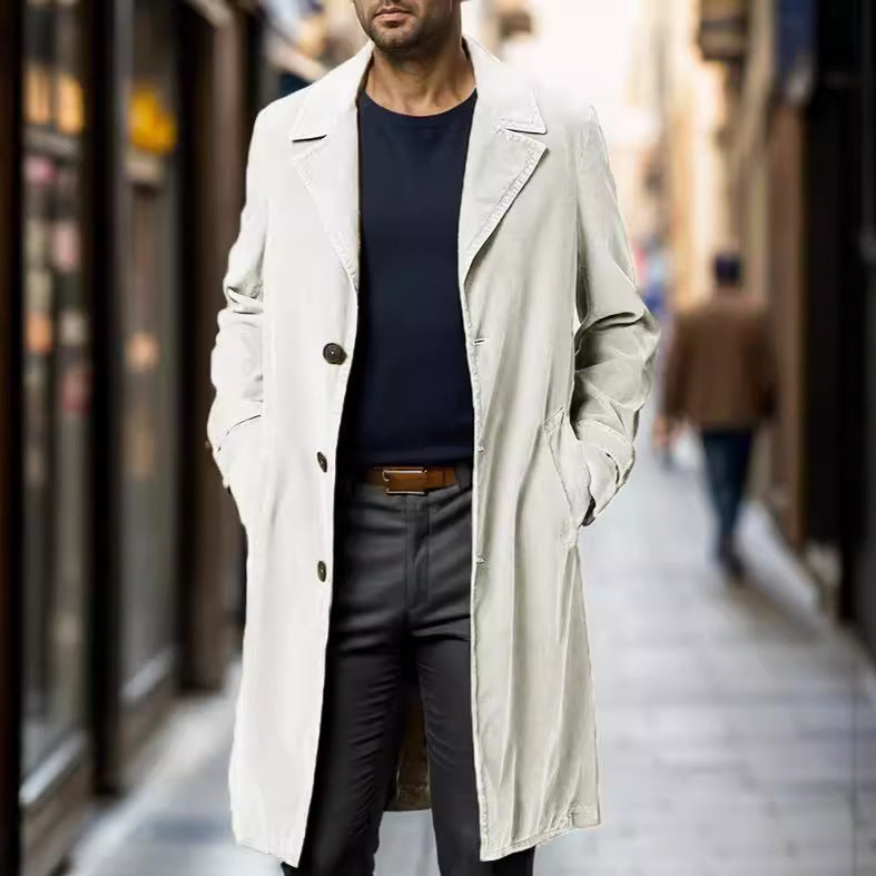 Herren Leichter langer Trenchcoat mit Reverskragen und aufgesetzten Eingrifftaschen Nord Taschen