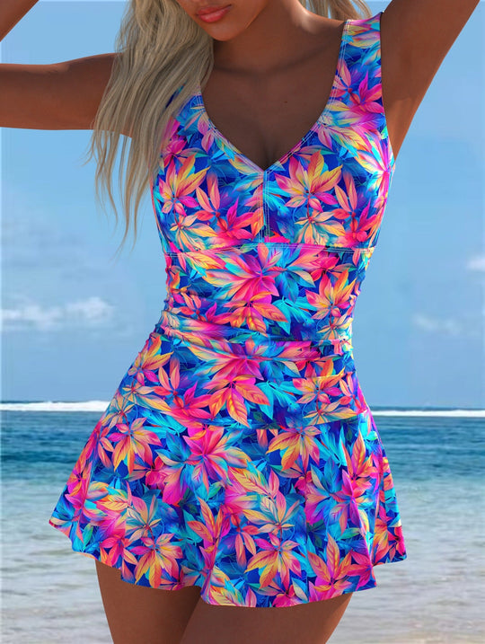 Damen Schwimmdress mit volanthaftem Saum und lR&Bhaftem Muster Nord Taschen