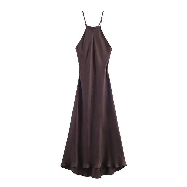 Damen Maxikleid mit elegantem Halterneck und schwingendem Saum