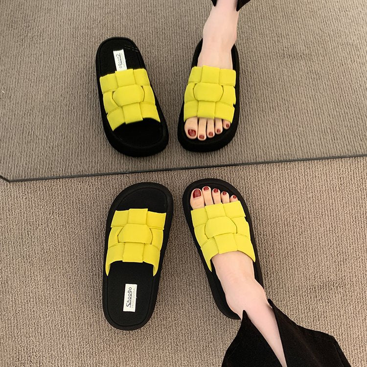 Damen bequeme Platform-Pantoletten mit gekreuzten Riemen