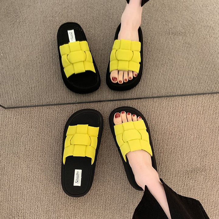 Damen bequeme Platform-Pantoletten mit gekreuzten Riemen