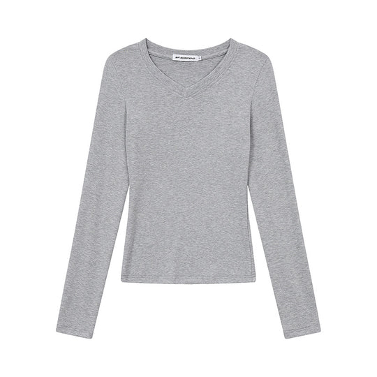 Damen Langarmshirt mit V-Ausschnitt und tailliertem Slim-Fit Nord Taschen