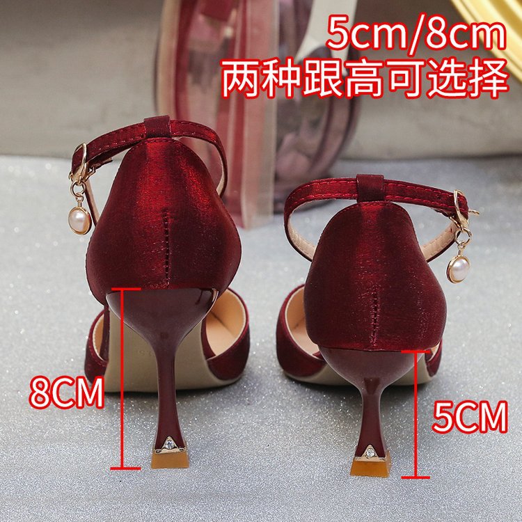 Damen elegante Spitzen Hochhackige Schuhe mit zierlichen Riemen