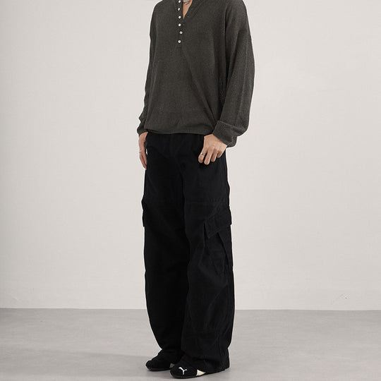 Herren Extraweite Canvas-Cargo-Palazzohose mit tiefem Schritt und großen Klappentaschen Nord Taschen