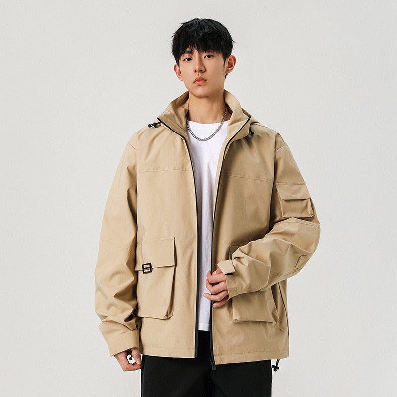 Herren Oversize Utility-Jacke mit technischer Softshell, Kapuze und Mehrfachtaschen Nord Taschen