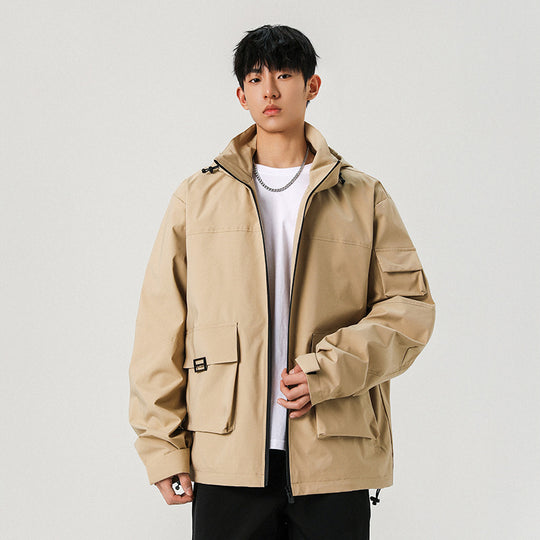 Herren Oversize Utility-Jacke mit technischer Softshell, Kapuze und Mehrfachtaschen Nord Taschen
