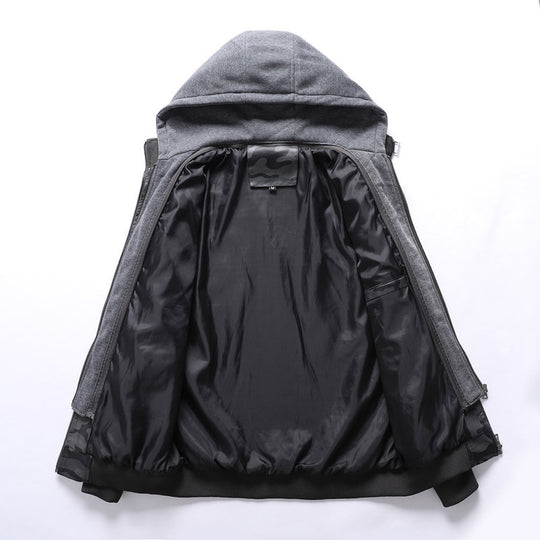 Herren Modische Kunstlederjacke im Military-Stil Nord Taschen