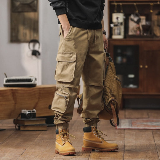 Herren Robuste Cargo-Jogginghose mit Multifunktions-Taschen Kordelzug elastische Bündchen Nord Taschen