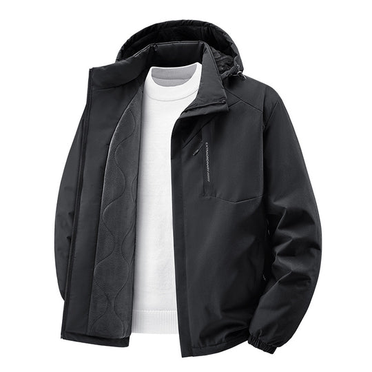 Herren Thermo-Outdoorjacke mit gesteppter Fleece-Innenlage, wind- und wasserabweisender Hülle & Kapuze Nord Taschen
