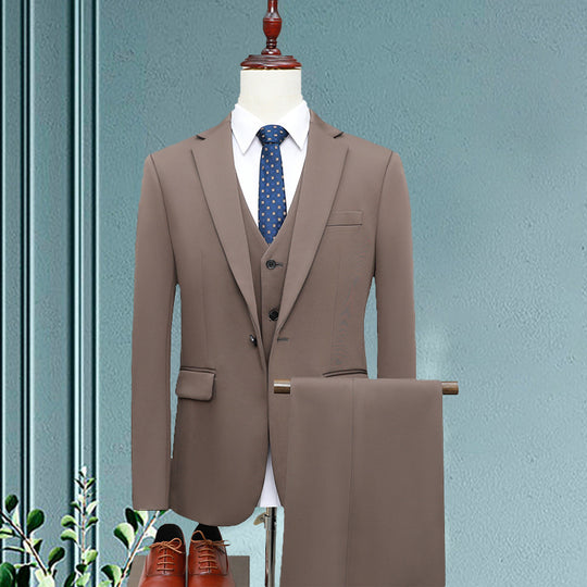 Herren Slim-Fit Dreiteiliger Business-Anzug mit Weste und schlanker Anzughose Nord Taschen