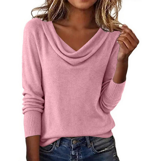 Damen Elegantes Cowlneck Pullover Nord Taschen