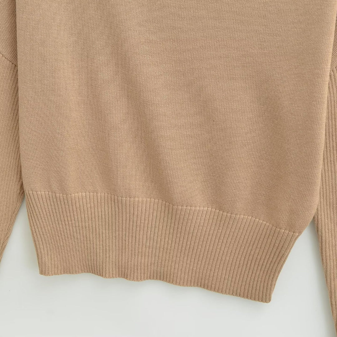 Damen Oversize One-Shoulder Pullover mit Fledermausärmeln und breitem Rippenbund Nord Taschen