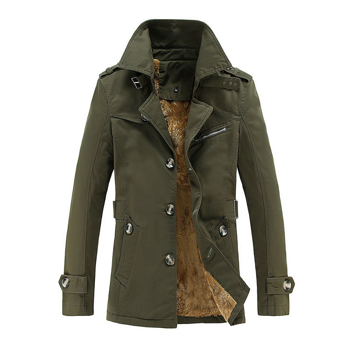 Herren  legerer Baumwoll-Blazer mit Knopfleiste, aufgesetzten Taschen und gestreiftem Innenfutter Nord Taschen