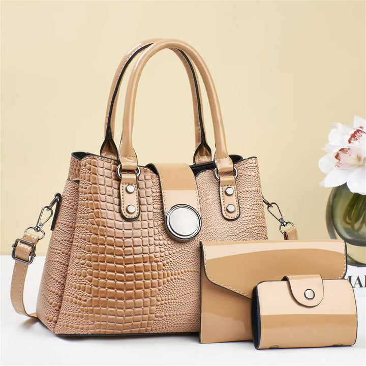 Damen Handtasche mit strukturiertem Croco-Look und abnehmbarem Zubehör Nord Taschen