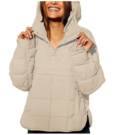 Damen Gefütterter Stepp-Anorak-Pullover mit Kapuze Nord Taschen