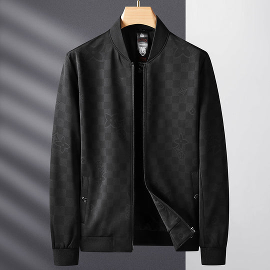 Herren Slim-Fit Jacquard-Bomberjacke mit tonalem Muster, Reißverschluss und Rippbündchen Nord Taschen