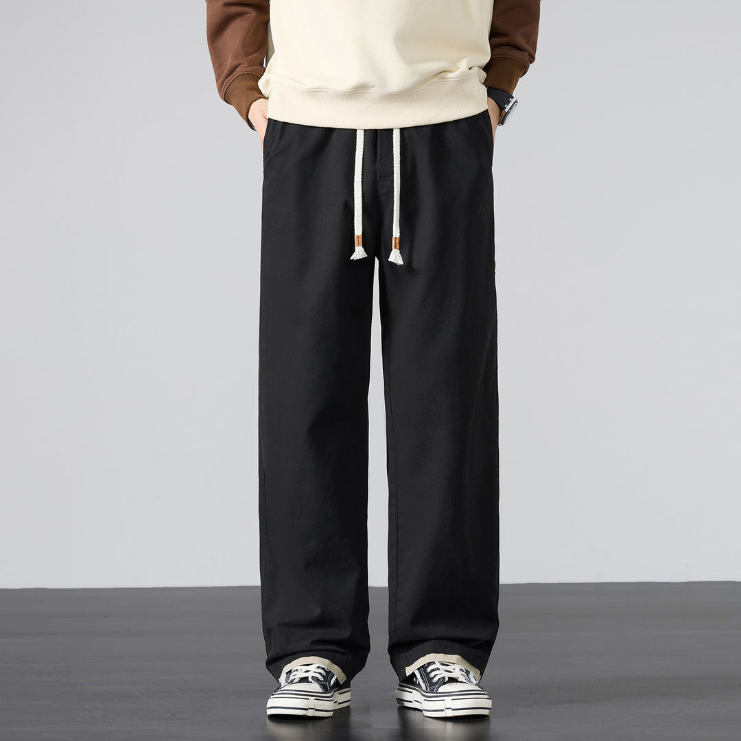 Herren Weite Baumwoll-Canvas-Hose im Wide‑Leg mit Kordelzugbund Nord Taschen