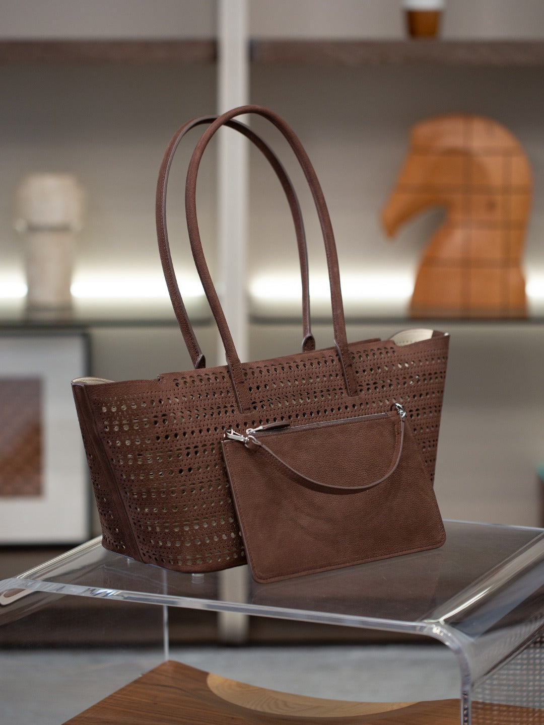 Damen geräumige und luftige Shopper-Tasche mit abnehmbarem Kosmetiktäschchen Nord Taschen