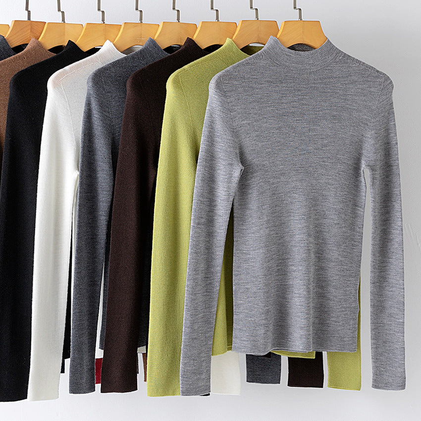 Damen Feiner Stretch-Feinstrickpullover mit halbem Stehkragen und schlanker Silhouette Nord Taschen