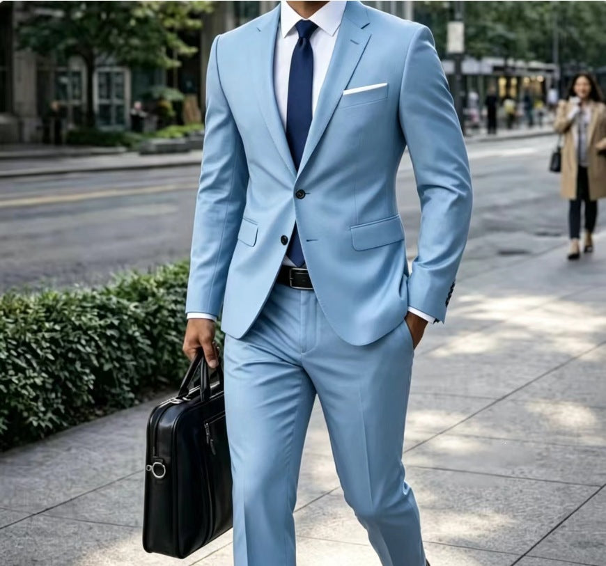 Herren Zweiteiliger Slim-Fit Businessanzug mit tailliertem Revers und schlanker Anzughose Nord Taschen
