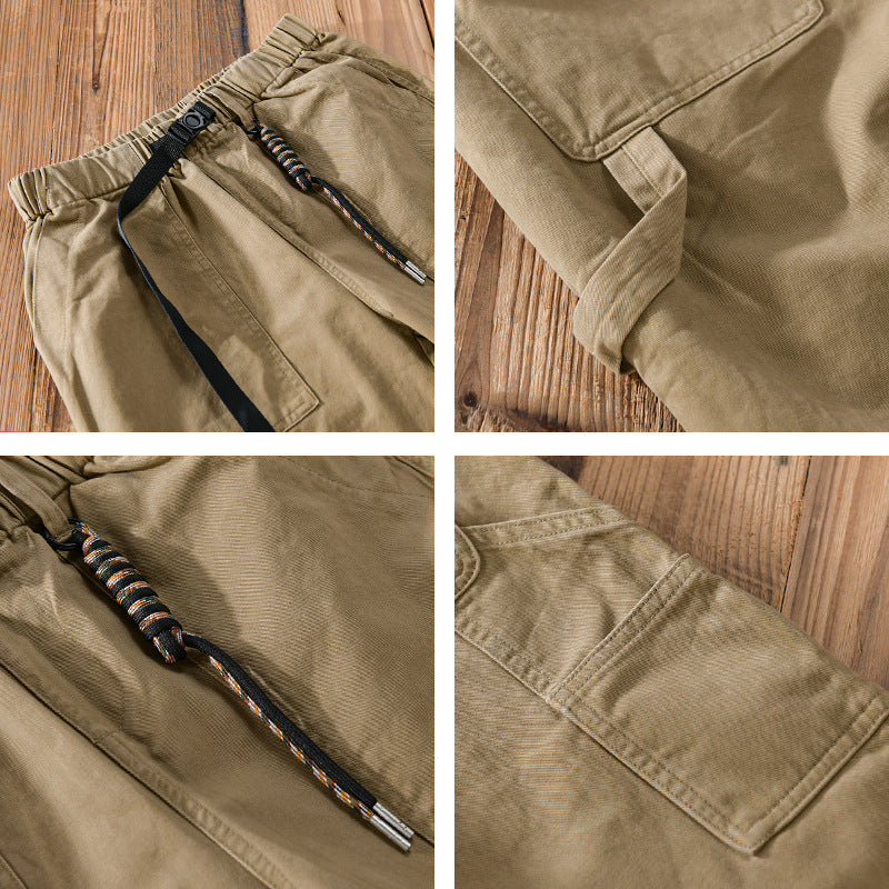 Herren Tapered-Cargohose im Utility-Stil mit gekrempeltem Saum und elastischem Bund Nord Taschen