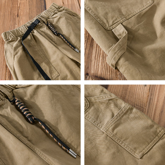 Herren Tapered-Cargohose im Utility-Stil mit gekrempeltem Saum und elastischem Bund Nord Taschen