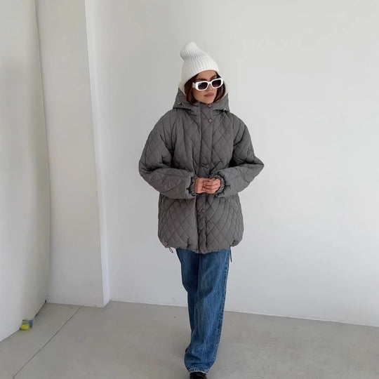 Damen Oversize Steppjacke mit Teddyfutter und Kapuze Nord Taschen