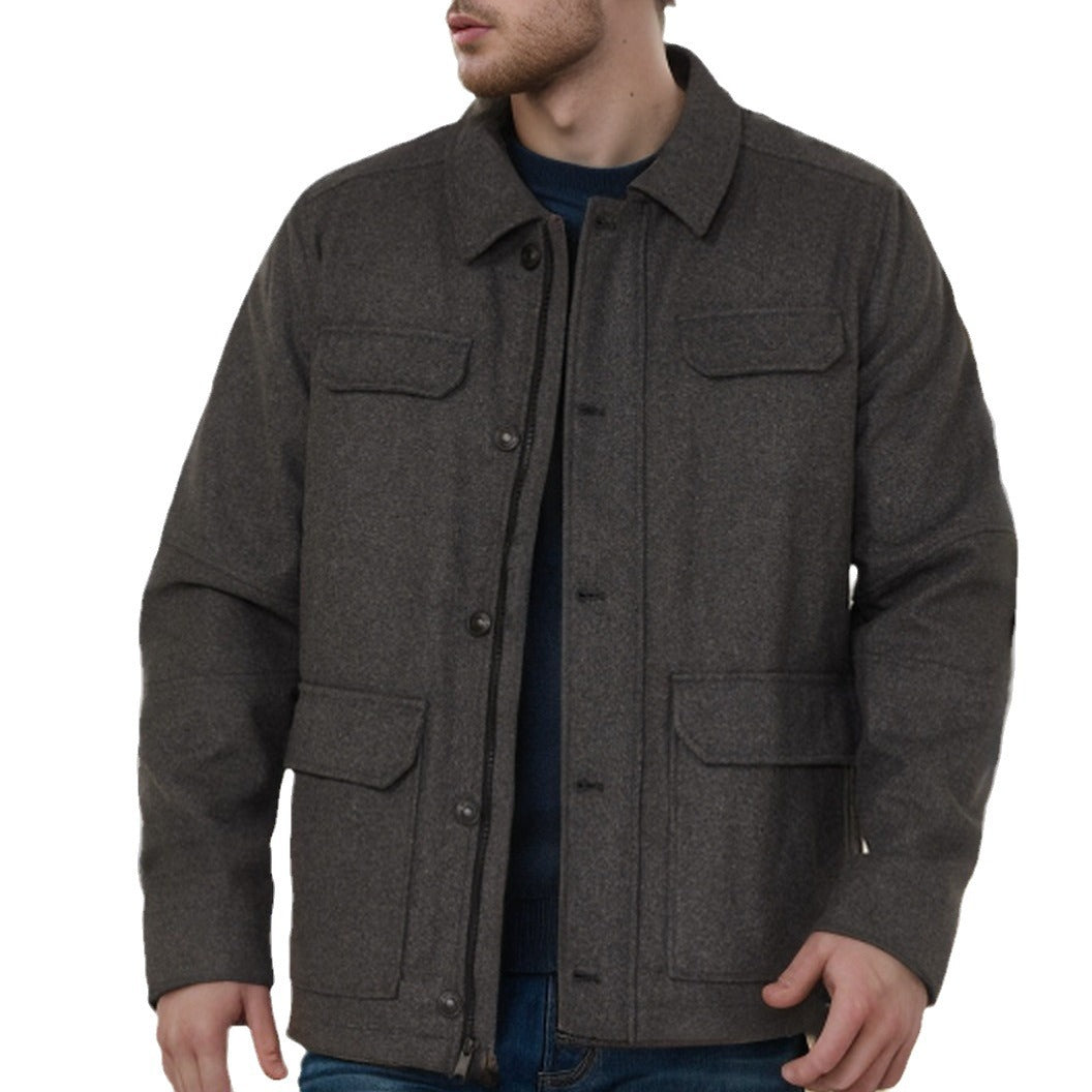 Herren Woll-Fieldjacke mit vier Pattentaschen und Hemdkragen Nord Taschen