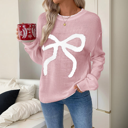 Damen Bequemer Pullover mit Schleifenmuster Nord Taschen
