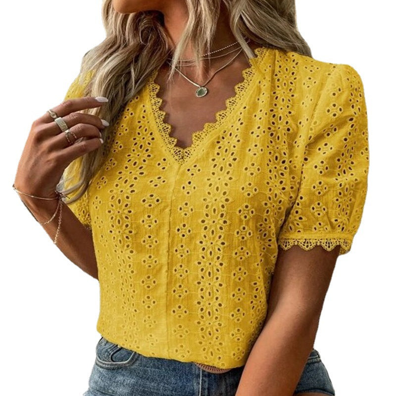Damen Bluse mit Lochstickerei