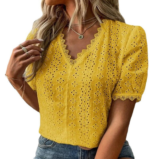 Damen Bluse mit Lochstickerei