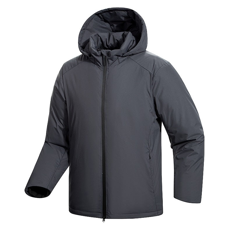 Herren Minimalistische Thermo‑Hoodie‑Jacke mit gesteppter Isolierung und verdecktem Reißverschluss Nord Taschen