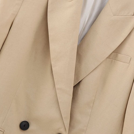 Damen Doppelreihiger Longline-Blazer mit strukturiertem Tailoring und verlängertem Saum Nord Taschen