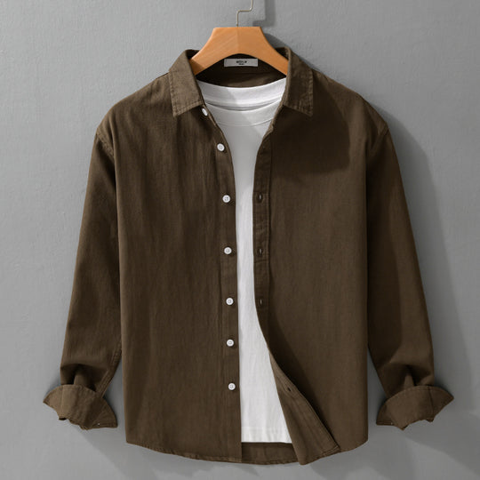 Herren Texturiertes Baumwoll-Hemdjacken-Overshirt im Relaxed-Fit mit Kentkragen Nord Taschen