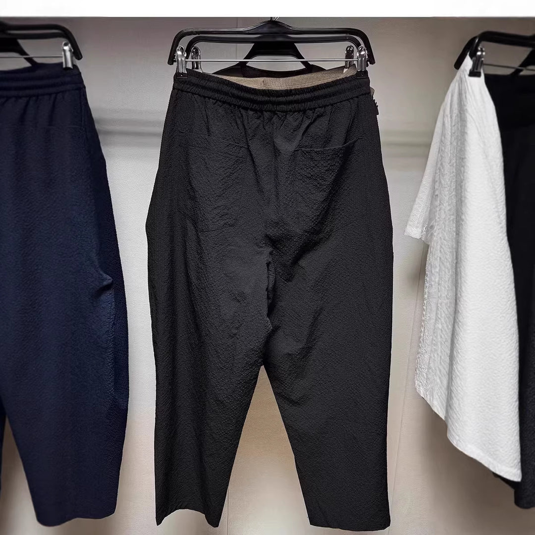 Herren Texturierte Jogginghose mit elastischem Bund Kordelzug und tapered Bein Nord Taschen