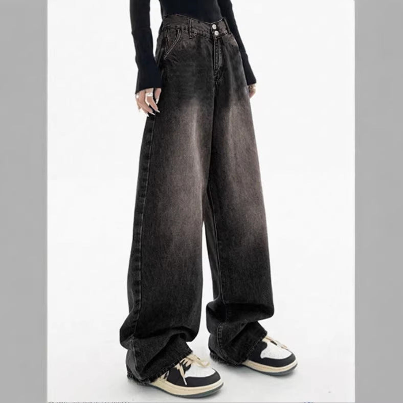 Damen Extraweite High‑Waist Denim‑Baggy‑Jeans mit verlängertem Saum Nord Taschen