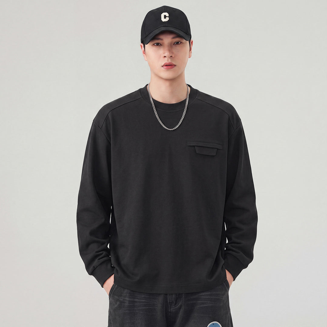Herren Oversize Sweatshirt mit Brustklappe und Raglanärmeln Nord Taschen