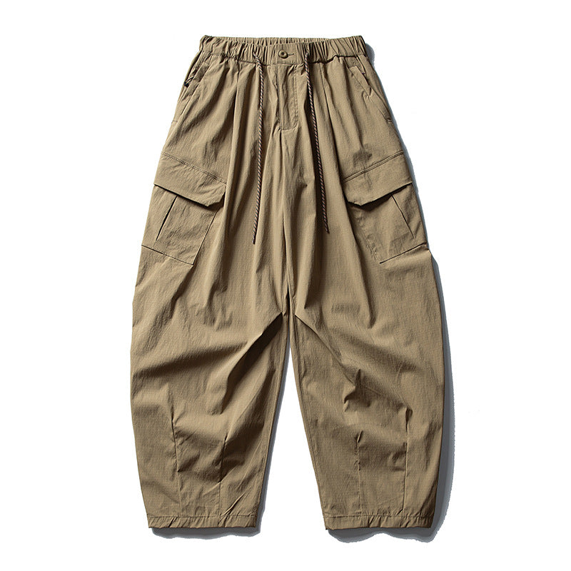 Herren Weite Ripstop-Cargo-Hose im Balloon-Schnitt mit Tunnelzugbund, Oversize-Klappentaschen und elastischen Knöchelabschlüssen Nord Taschen