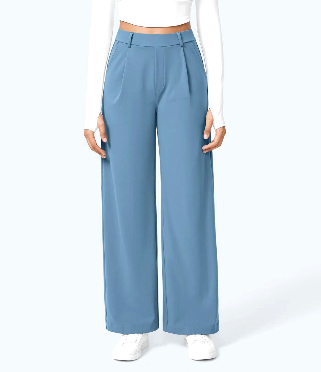 Damen Weite High‑Waist Palazzo‑Hose mit Bundfalten und Eingrifftaschen Nord Taschen