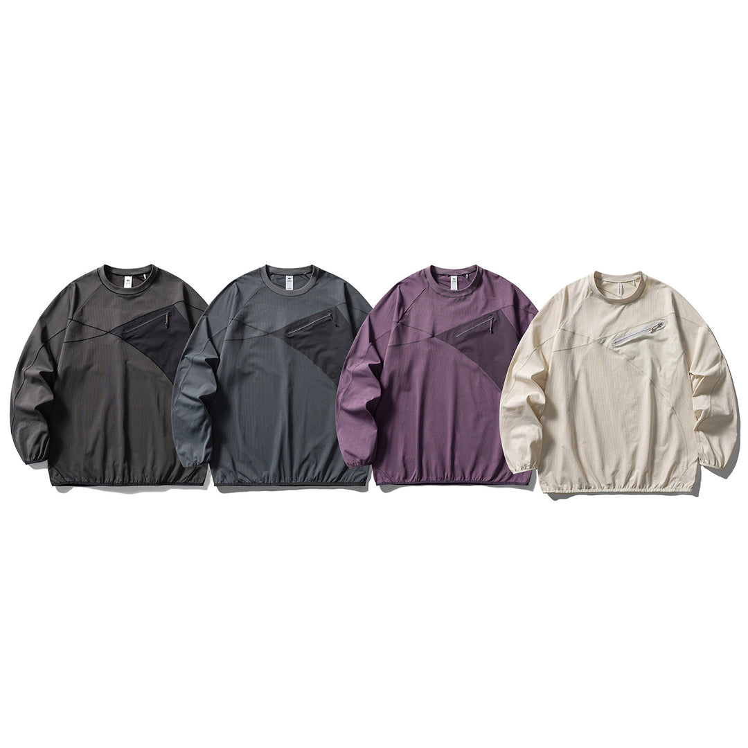 Unisex Technisches Oversize-Sweatshirt mit diagonalem Reißverschluss‑Brustfach Nord Taschen
