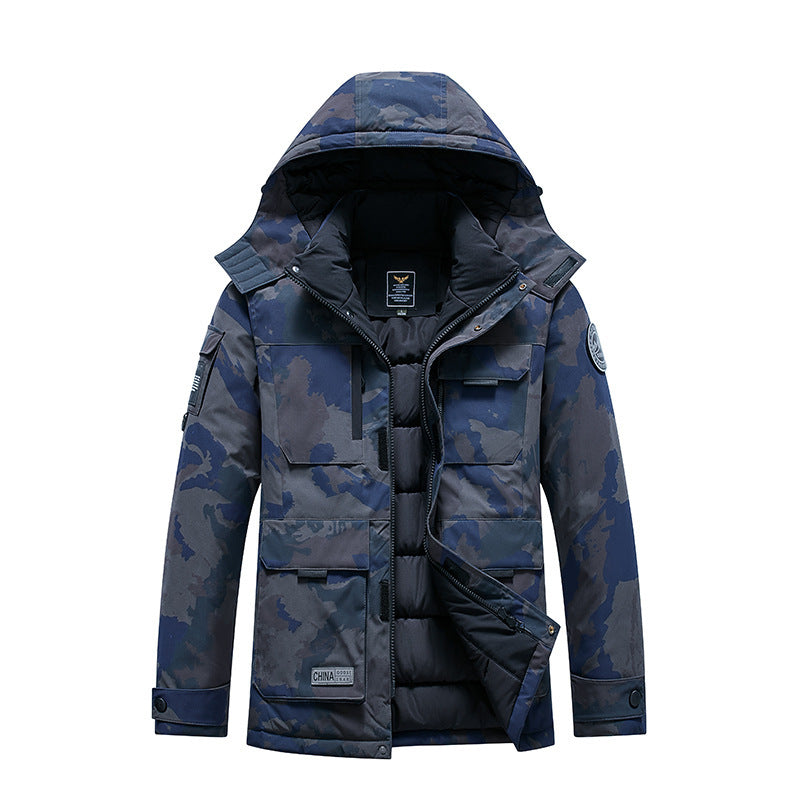 Herren Isolierter Field-Parka mit Kapuze, Mehrfach-Utility-Taschen und winddichter Shell Nord Taschen