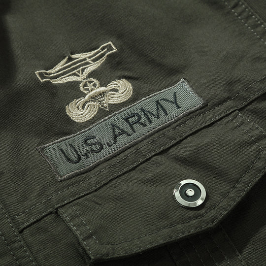 Herren Militärisch inspirierte Pilotenjacke aus Canvas mit Epauletten und Rippbündchen Nord Taschen