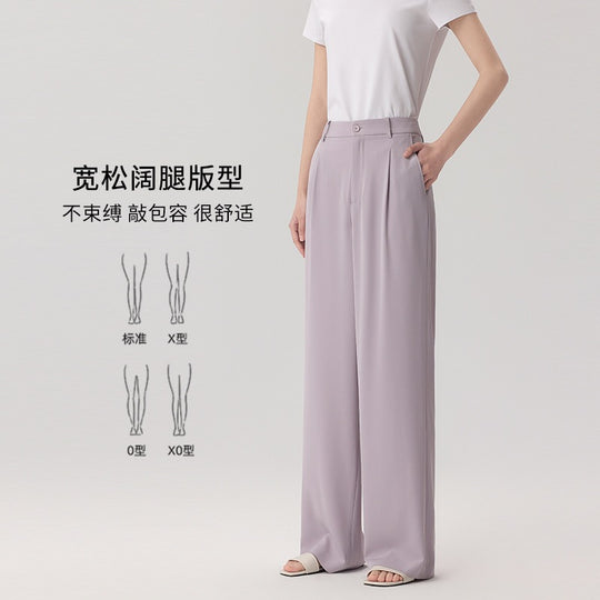Damen Weite Hochtaillierte Satinhose mit Bundfalten und Eingrifftaschen Nord Taschen